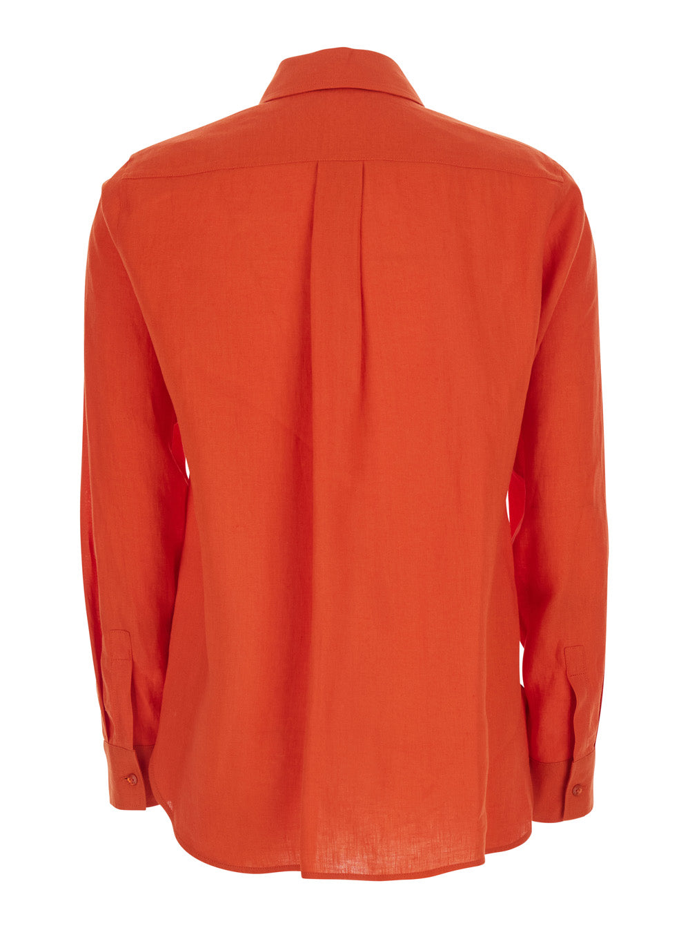 Max Mara Women Red Shirt With Classic Collar And Tone-On-Tone Logo Embroidery In Linen For Women