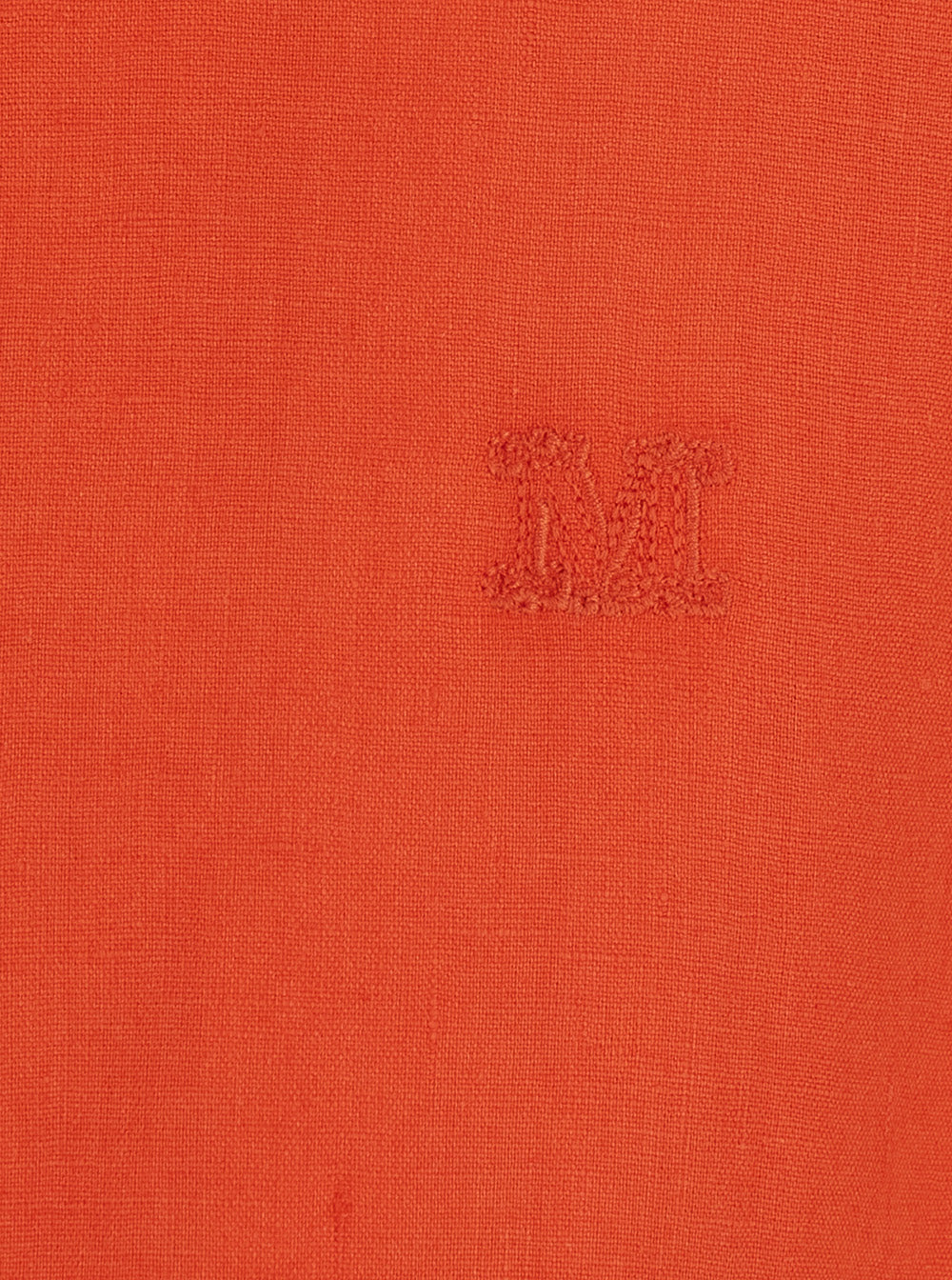 Max Mara Women Red Shirt With Classic Collar And Tone-On-Tone Logo Embroidery In Linen For Women
