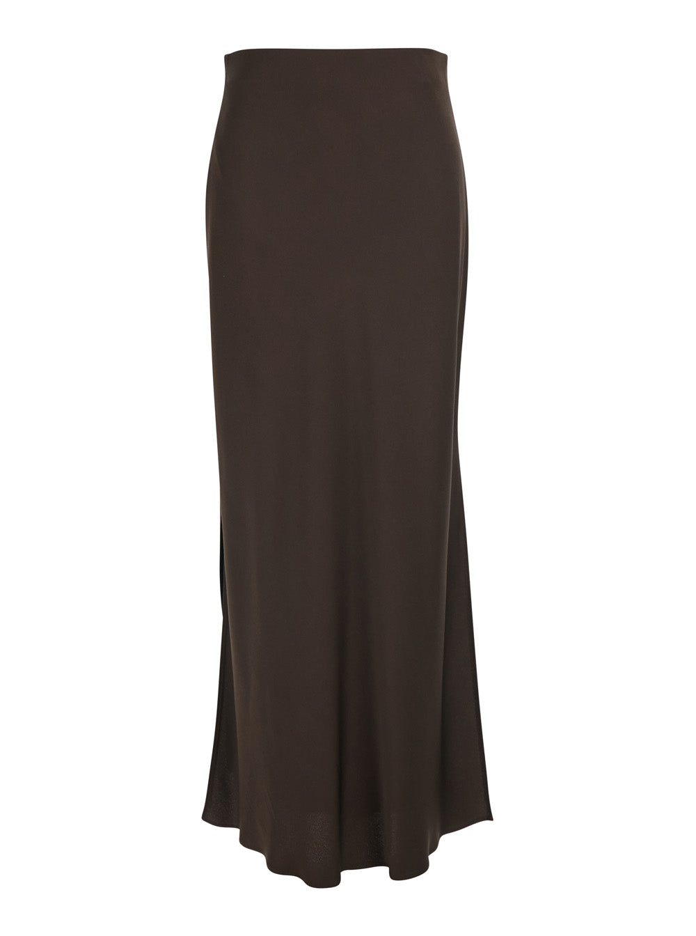 Brunello Cucinelli Women Brown Skirt With Pull-On Design And Two Side Slits In Viscose Blend Women
