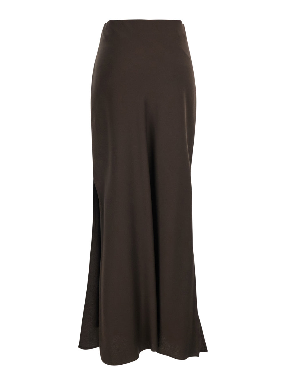 Brunello Cucinelli Women Brown Skirt With Pull-On Design And Two Side Slits In Viscose Blend Women