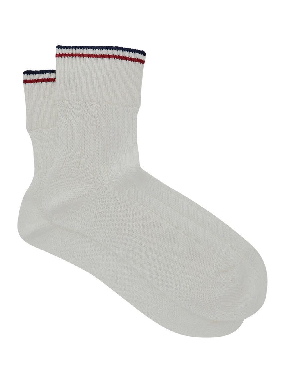Brunello Cucinelli Women White Socks With Striped Detail And Ribbed Knit In Cotton For Women