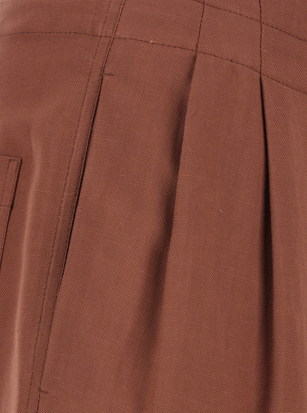 Brunello Cucinelli Women Brick Red Wide Leg Pants With Zip Button Closure And Drawstring In Linen Blend For Women