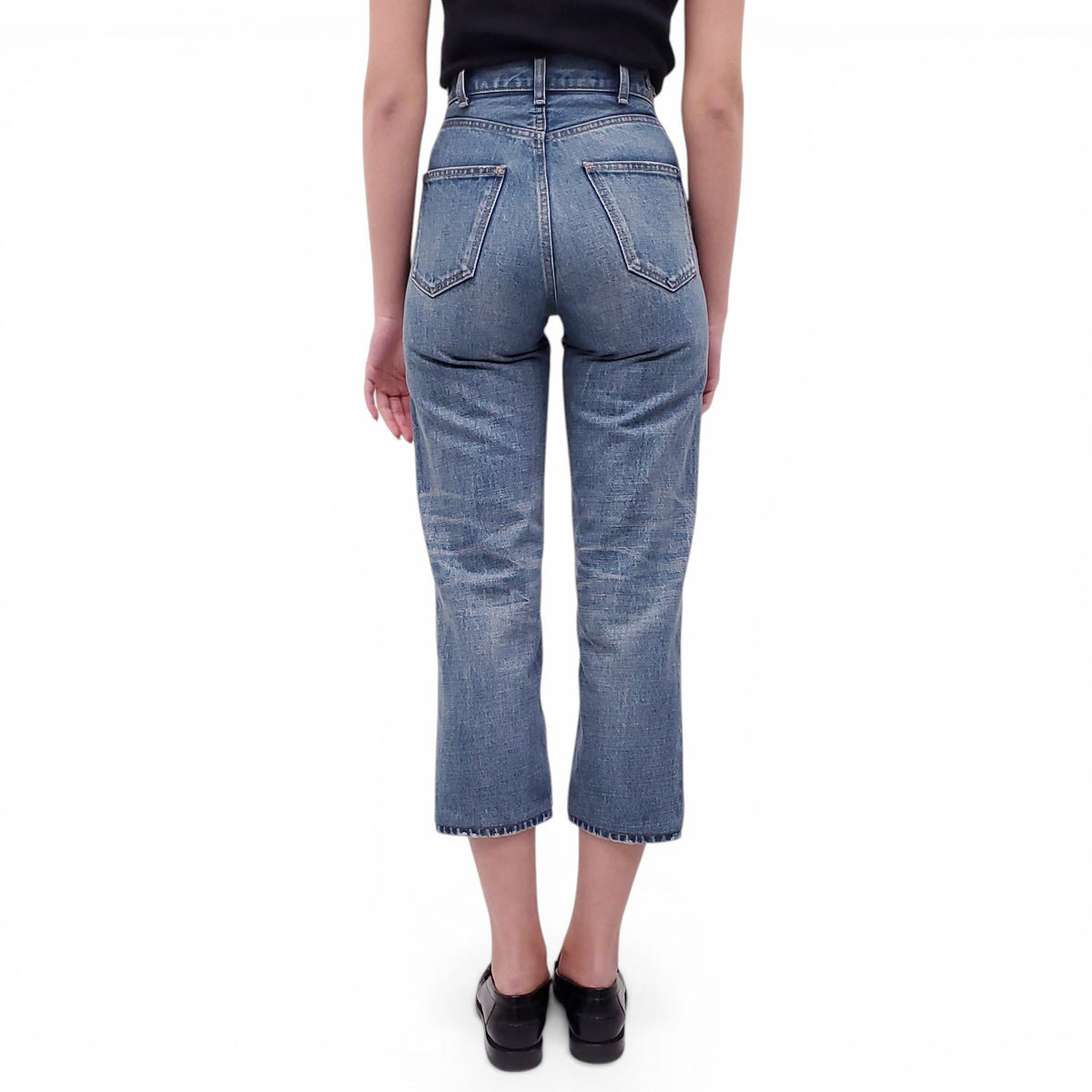 CELINE CROPPED STRAIGHT LEG TRIOMPHE JEANS - SIZE 24