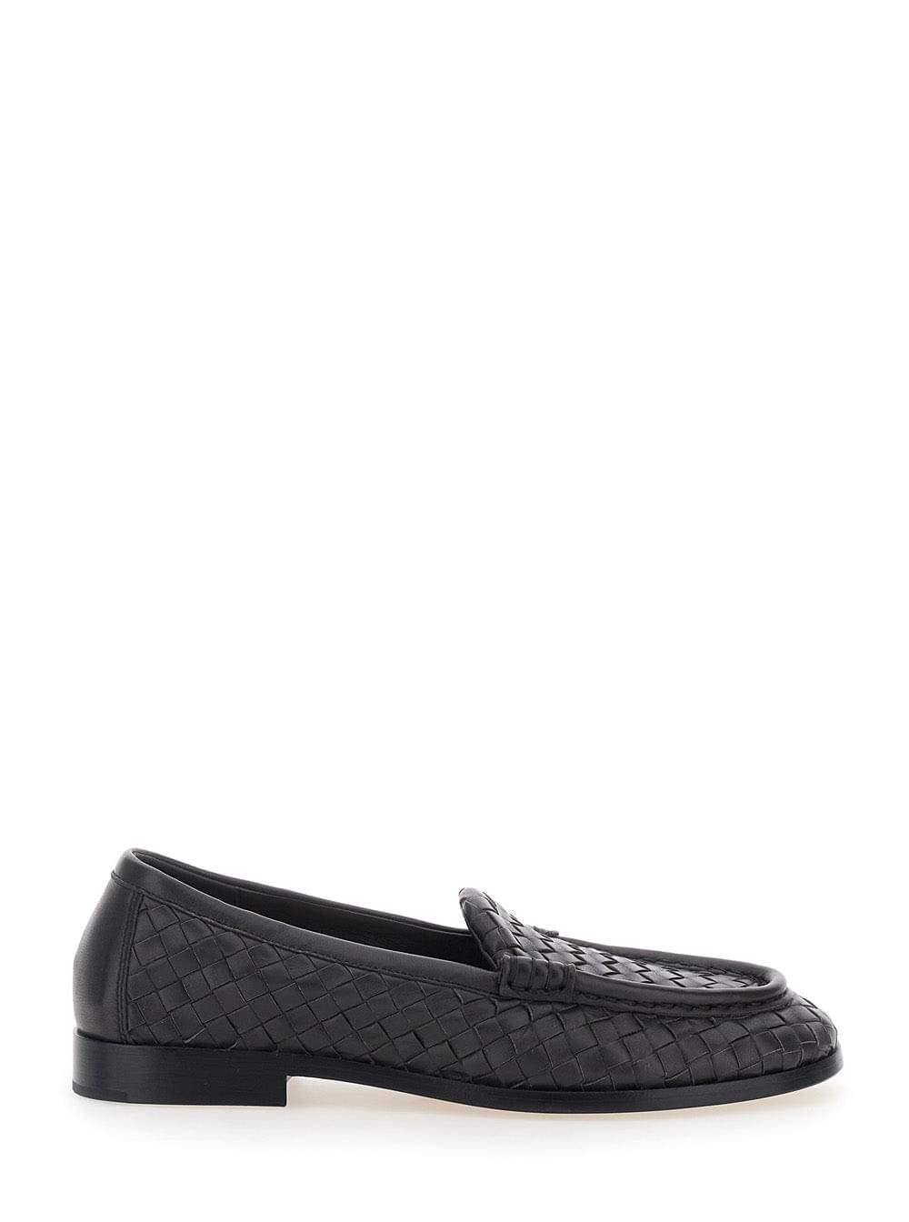 Bottega Veneta Women 'Silenzio' Brown Loafers With Rounded Toe And Intreccio Motif In Leather For Women