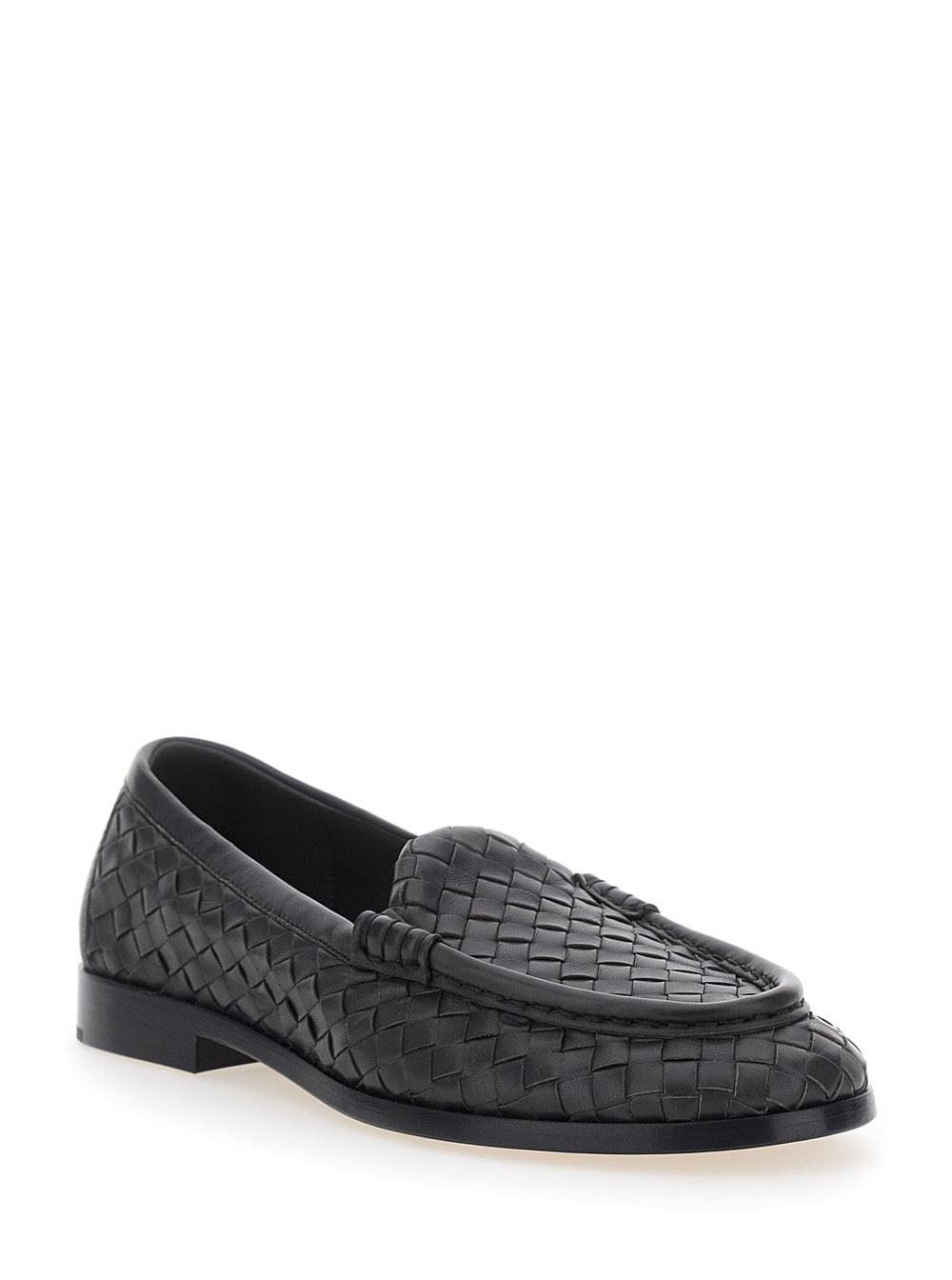 Bottega Veneta Women 'Silenzio' Brown Loafers With Rounded Toe And Intreccio Motif In Leather For Women