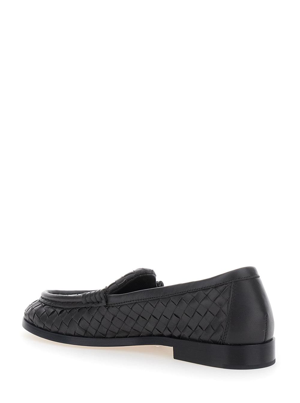 Bottega Veneta Women 'Silenzio' Brown Loafers With Rounded Toe And Intreccio Motif In Leather For Women