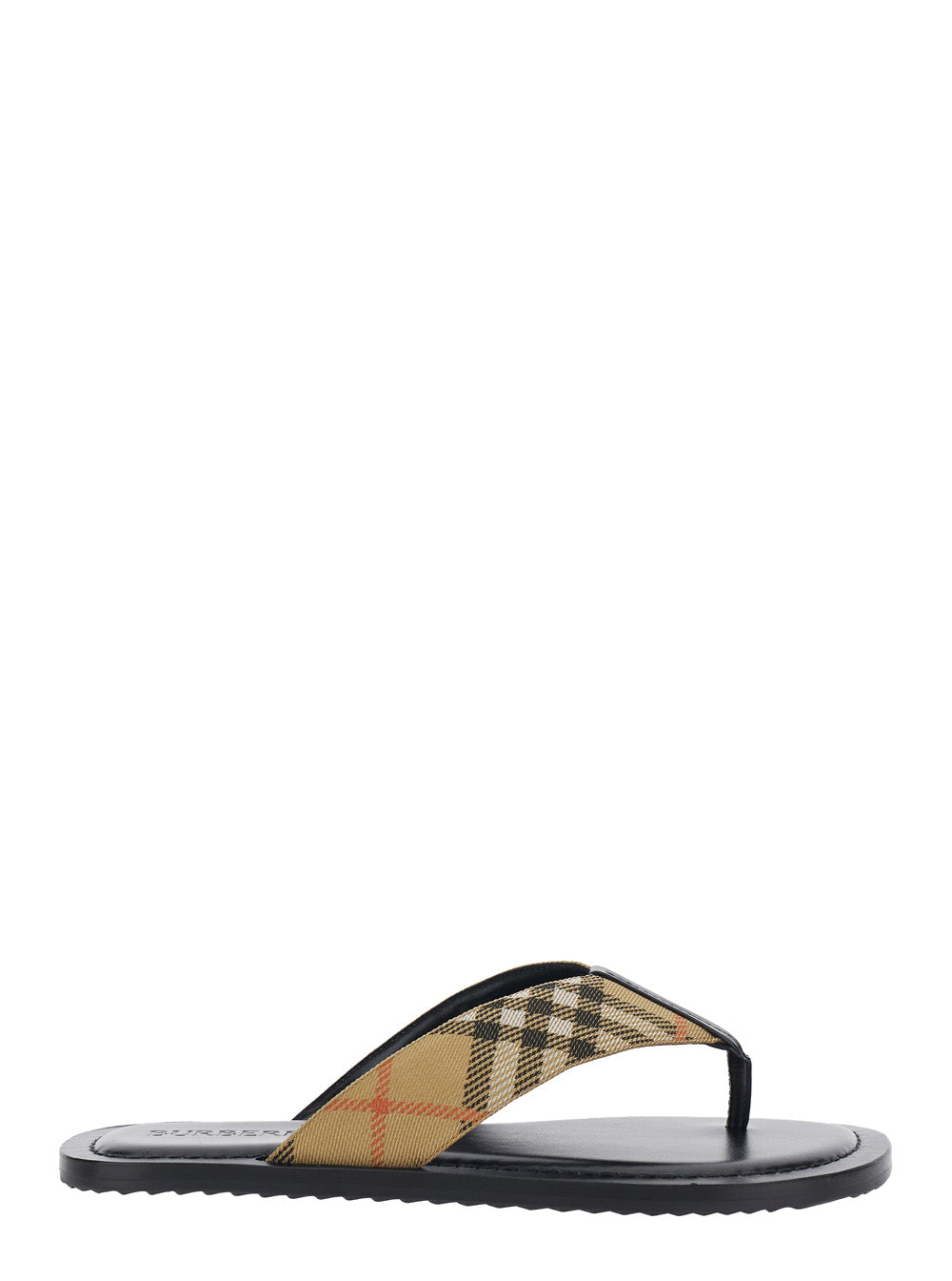 Burberry Men Flip Flops 'Check' With Check Motif In Tech Fabric Beige Men