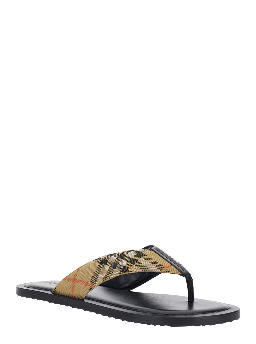 Burberry Men Flip Flops 'Check' With Check Motif In Tech Fabric Beige Men