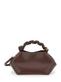 Ganni Women 'Small Ganni Bou' Brown Handbag With Butterfly Logo And Hand-Braided Strands In Leather Woman