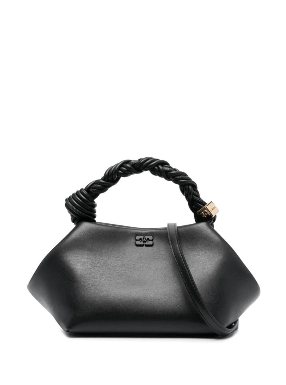 Ganni Women Handbag 'Ganni Bou' With Butterfly Logo And Black Leather Woven Handle For Women
