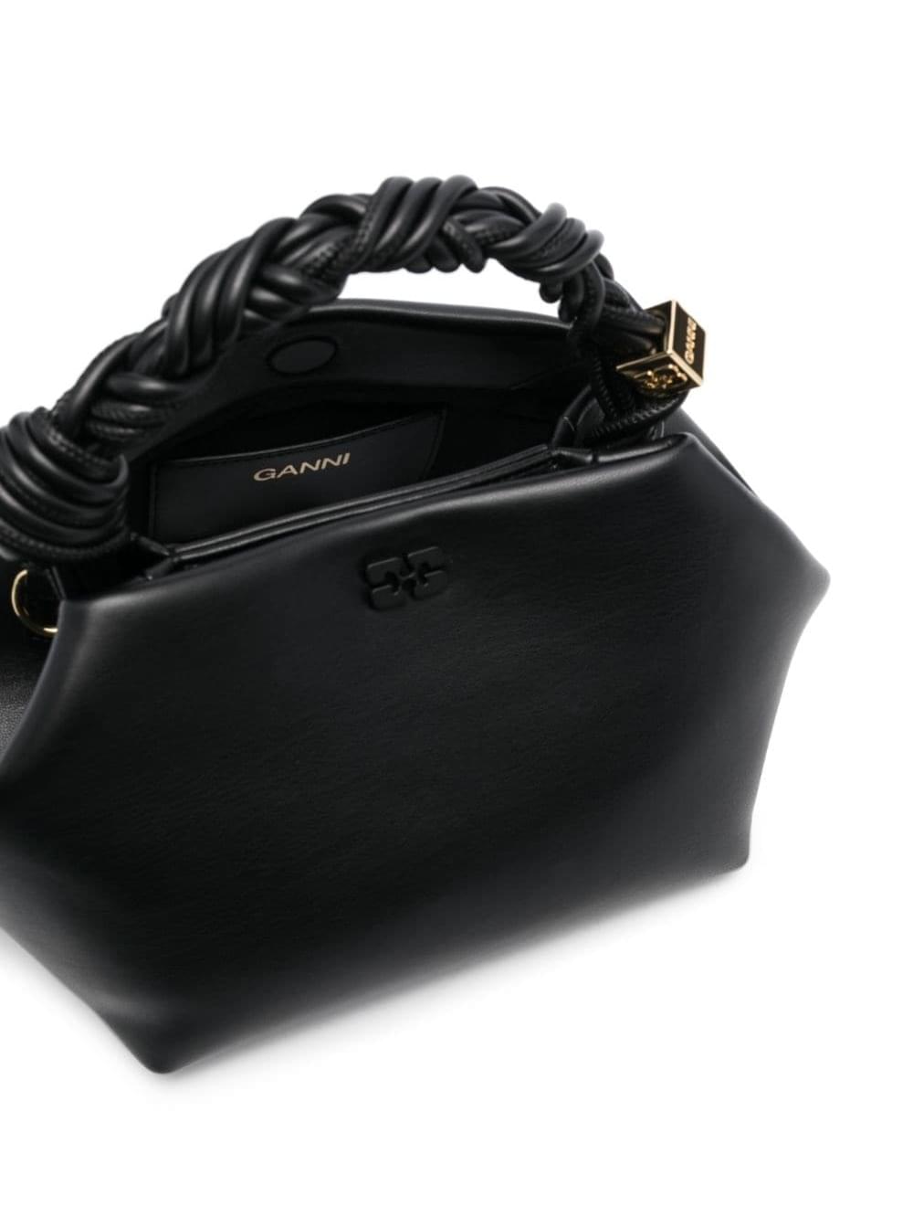 Ganni Women Handbag 'Ganni Bou' With Butterfly Logo And Black Leather Woven Handle For Women