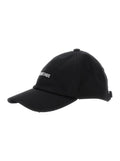 Jacquemus Men Baseball Cap 'La Casquette Gadjo' With Logo Lettering On The Front In Black Cotton For Men