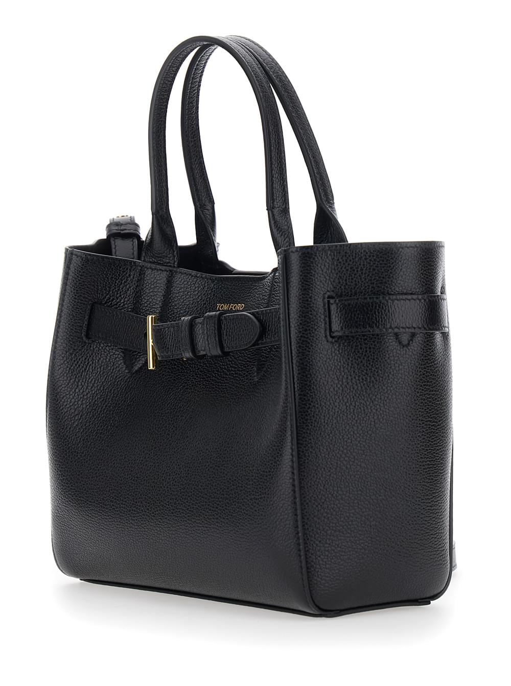 Tom Ford Women Handbag 'Audrey Piccola' With Adjustable Strap And Logo Lettering On The Front In Grained Black Leather For Women