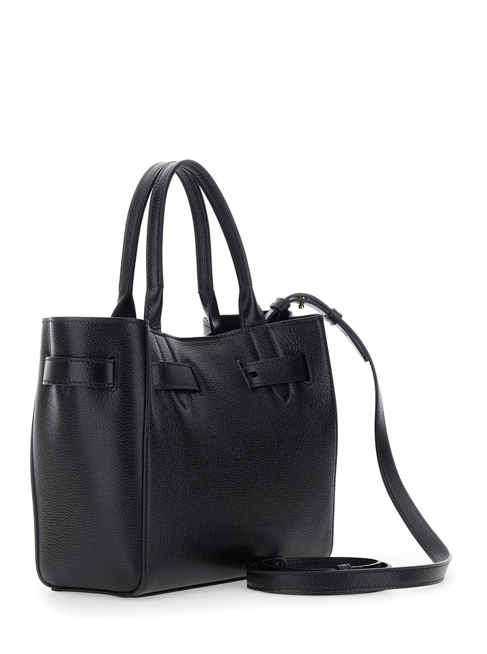 Tom Ford Women Handbag 'Audrey Piccola' With Adjustable Strap And Logo Lettering On The Front In Grained Black Leather For Women