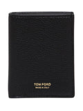 Tom Ford Men Card Holder With Logo Lettering Embossed On The Front In Grained Black Leather For Men