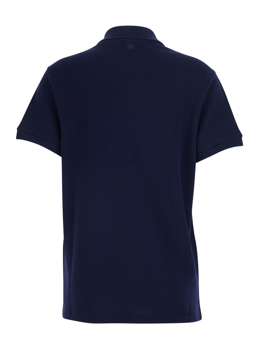 Ami Paris Women Polo Shirt With Classic Collar And Adc Embroidery On The Front In Blue Cotton For Women