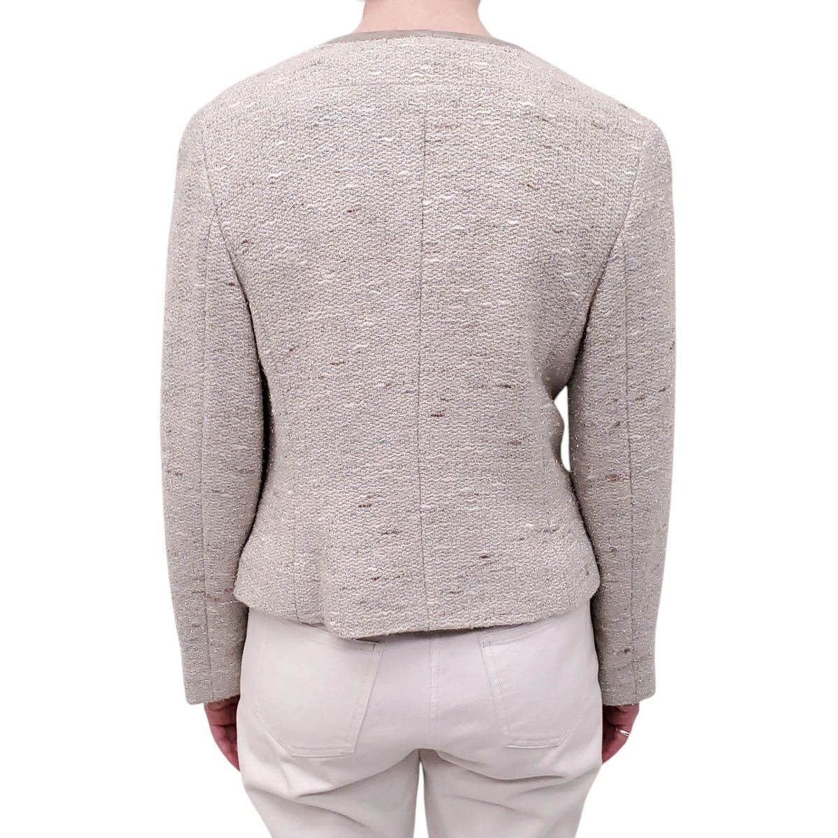 CHANEL F/W 1999 SILVER METALLIC JACKET WITH TIE DETAILS - SIZE 42