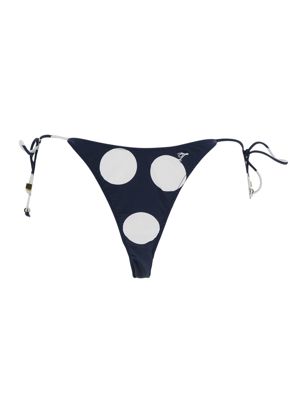Jacquemus Women 'Le Bas De Plage Triangle' Blue Bikini Bottom With Polka Dot Motif And Logo Embroidery On The Side In Tech Fabric For Women
