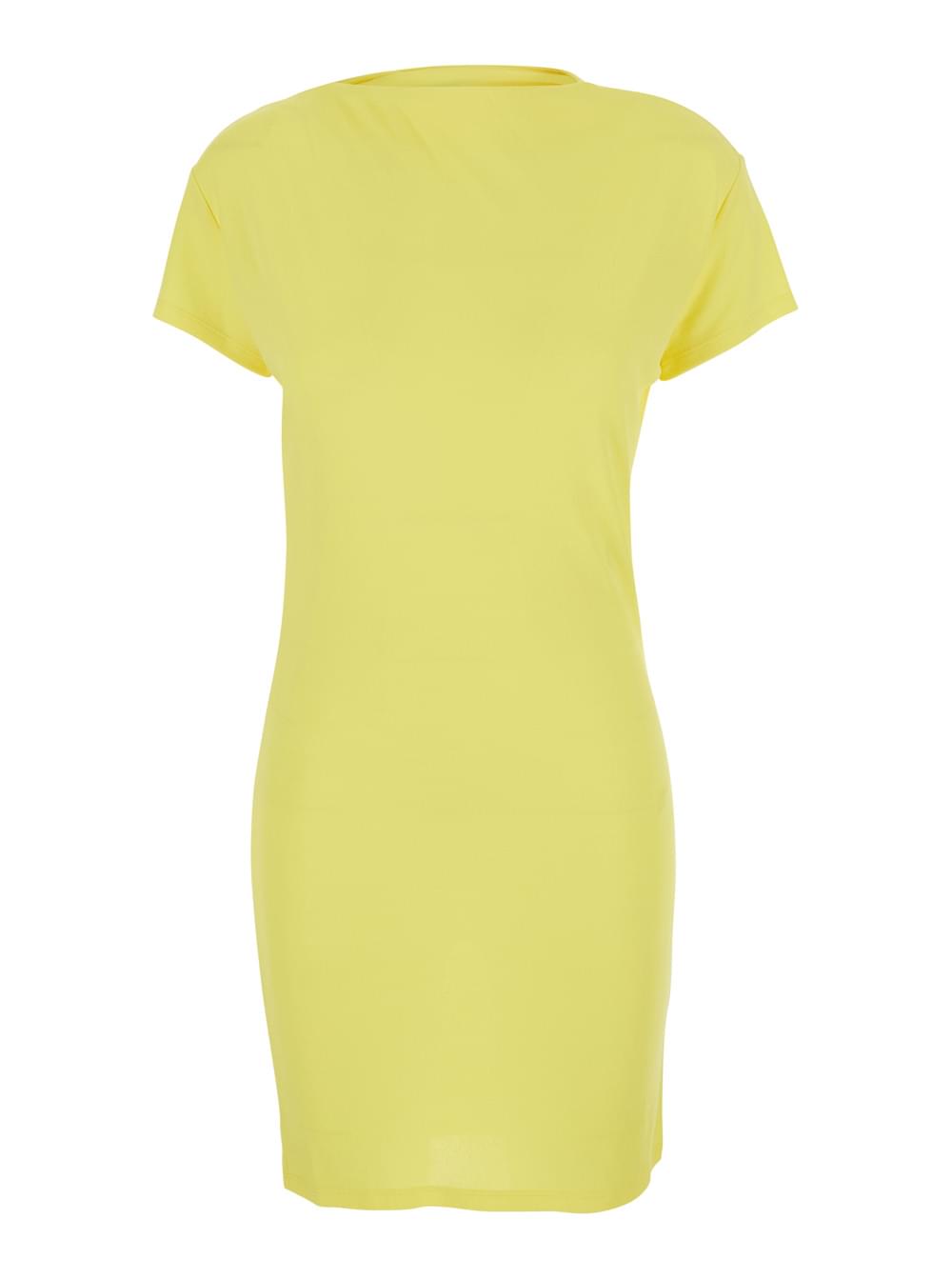Jacquemus Women 'La Robe Mistral' Yellow Dress With Boat Neckline And Open Back With Draping In Viscose For Women