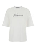Jacquemus Women White T-Shirt With Round Neck And Logo On Front In Cotton For Women