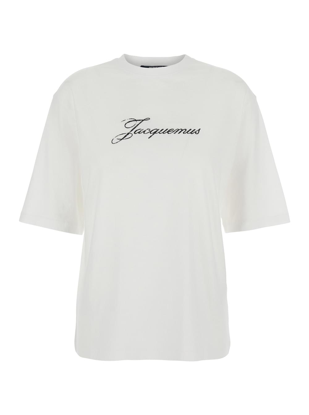 Jacquemus Women White T-Shirt With Round Neck And Logo On Front In Cotton For Women