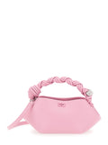 Ganni Women 'Bou' Pink Mini Handbag With Butterfly Plaque On The Front And Adjustable And Removable Strap In Leather Blend For Women