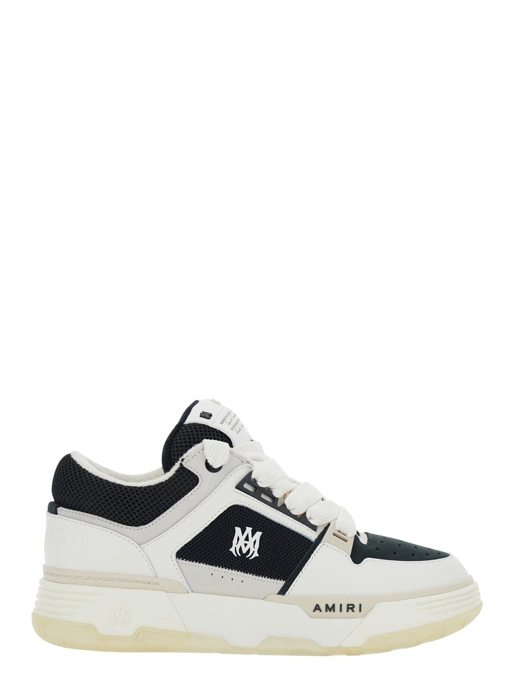 Amiri Men White And Black Chunky Sneakers With Logo Detail In Mix Of Leather And Tech Fabrics For Men