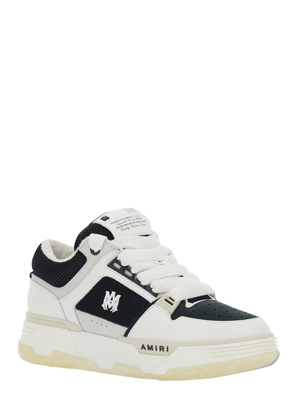 Amiri Men White And Black Chunky Sneakers With Logo Detail In Mix Of Leather And Tech Fabrics For Men
