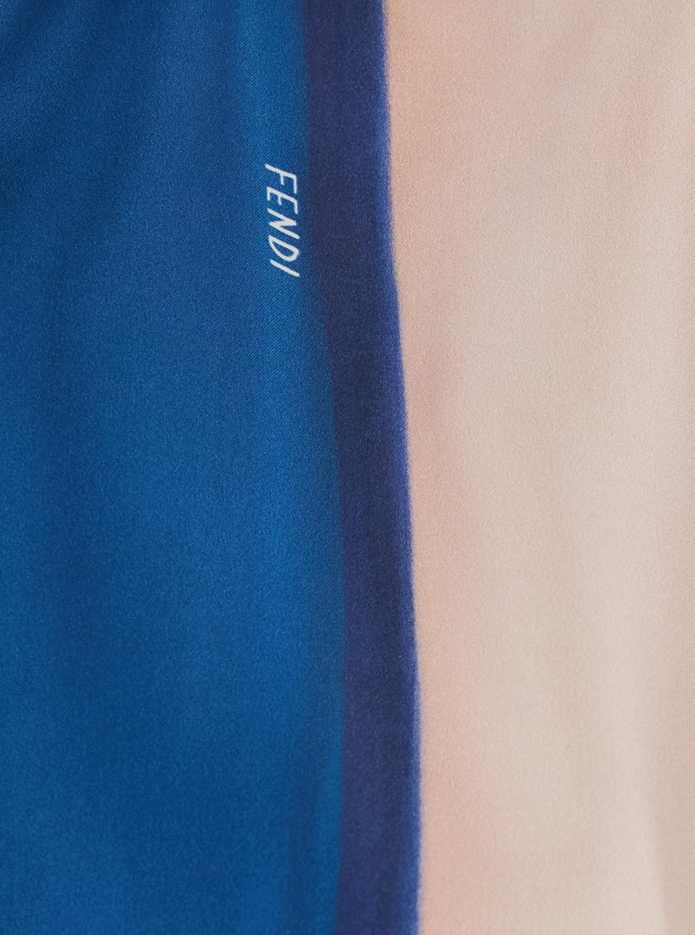 Fendi Women Multicolor Crop Shirt With Logo Embroidery On The Side And All-Over Striped Motif In Silk For Women