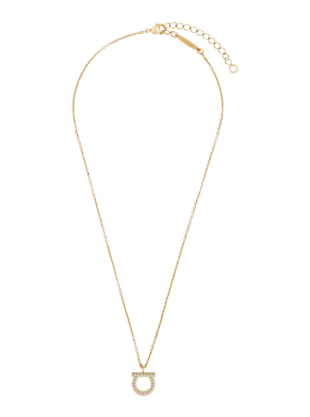 Ferragamo Women Gold-Colored Necklace With Gancini Pendant In Brass For Women