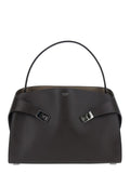 Ferragamo Women 'Hug Media' Black Handbag With Logo And Gancini Buckles In Leather For Women