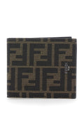 Fendi Men Brown And Tobacco Leather Bi-Fold Wallet With Fendi Roma Lettering For Men