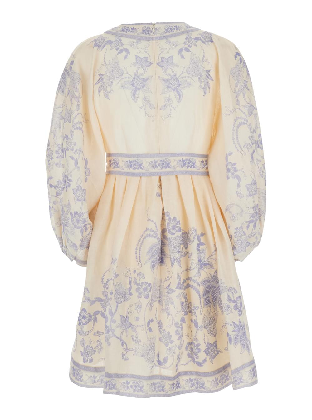 Zimmermann Women 'Indra' Multicolor Dress With V-Neck And All-Over Print In Linen For Women