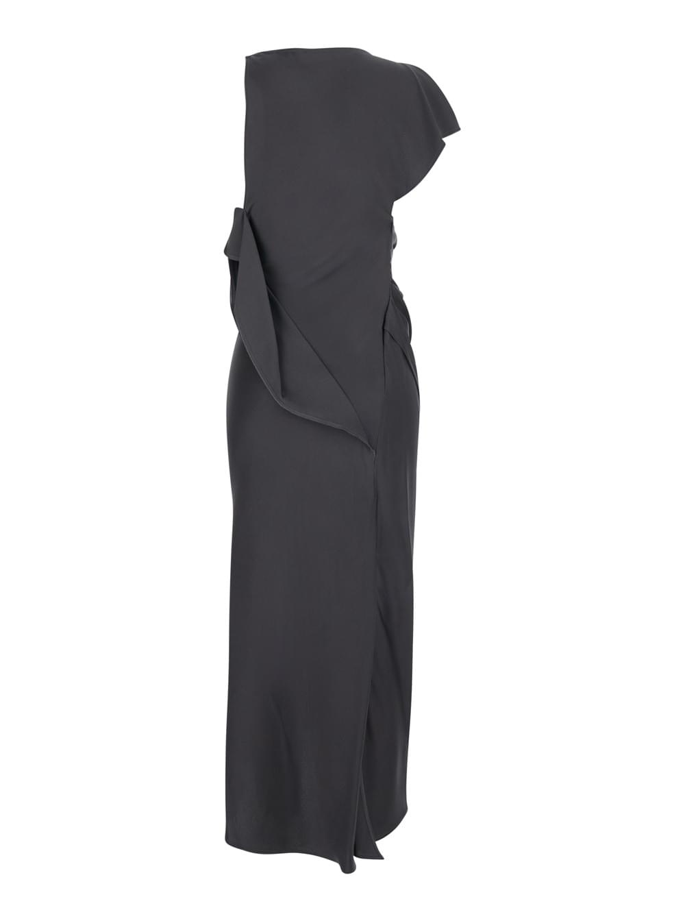 Victoria Beckham Women Long Sleeveless Dress With Draping In Acetate And Viscose Brown Women