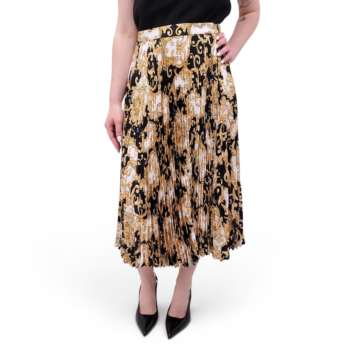 VERSACE RENAISSANCE PRINT PLEATED SKIRT - SIZE 44