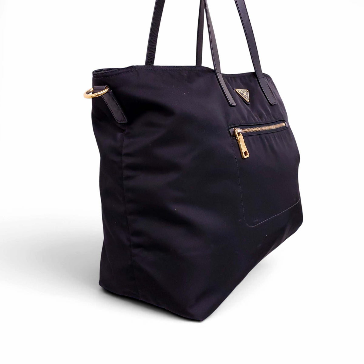 PRADA BLACK NYLON TOTE BAG WITH CROSSBODY STRAP