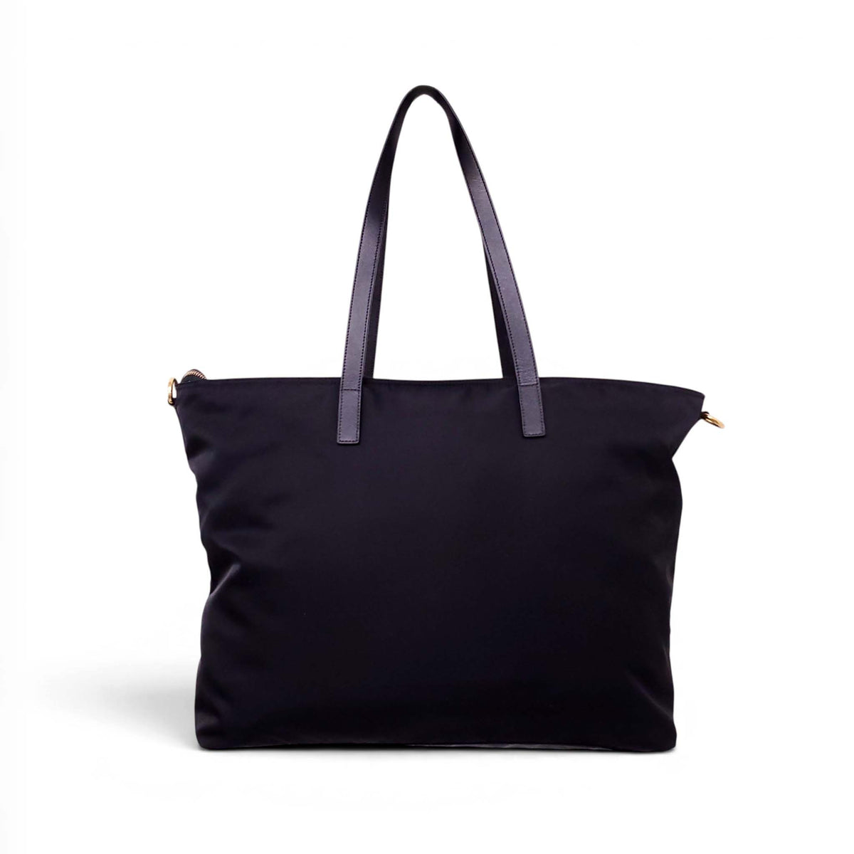 PRADA BLACK NYLON TOTE BAG WITH CROSSBODY STRAP