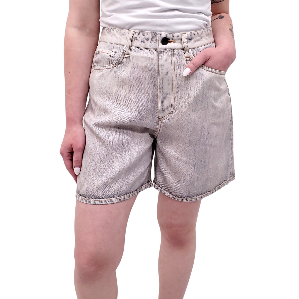 RAG & BONE LIGHT GREY MIRAMAR SHORTS - SIZE 27