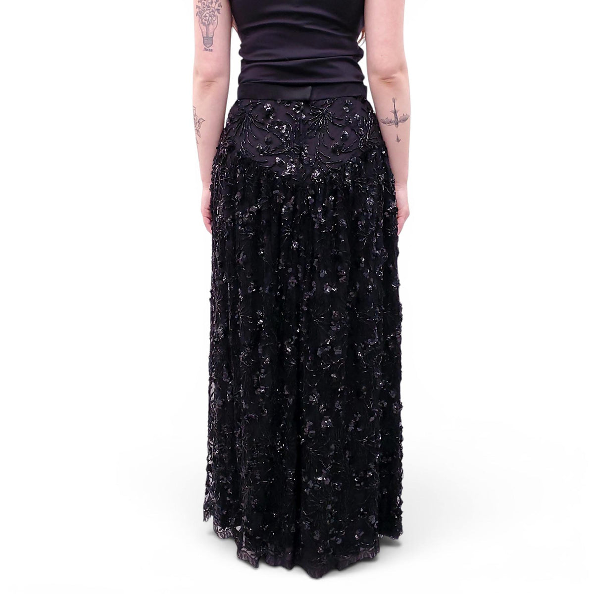 VINTAGE BLACK SEQUIN SKIRT - SIZE S