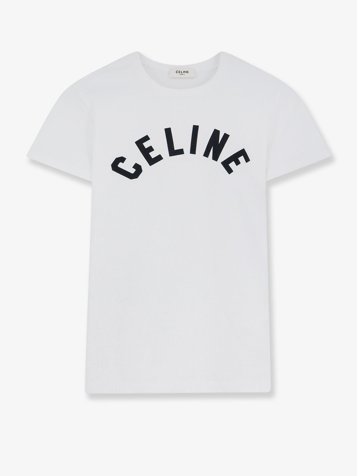 Celine Women Cotton T-Shirt With Front Lettering Logo Print