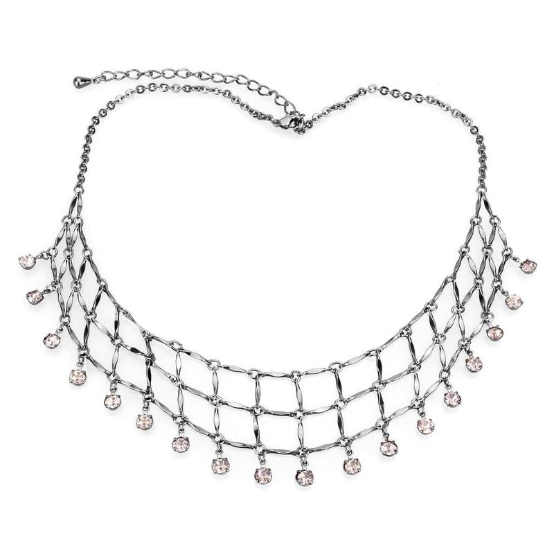 Ruthenium White Metal Necklace with Top Grade Crystal in Light Amethyst