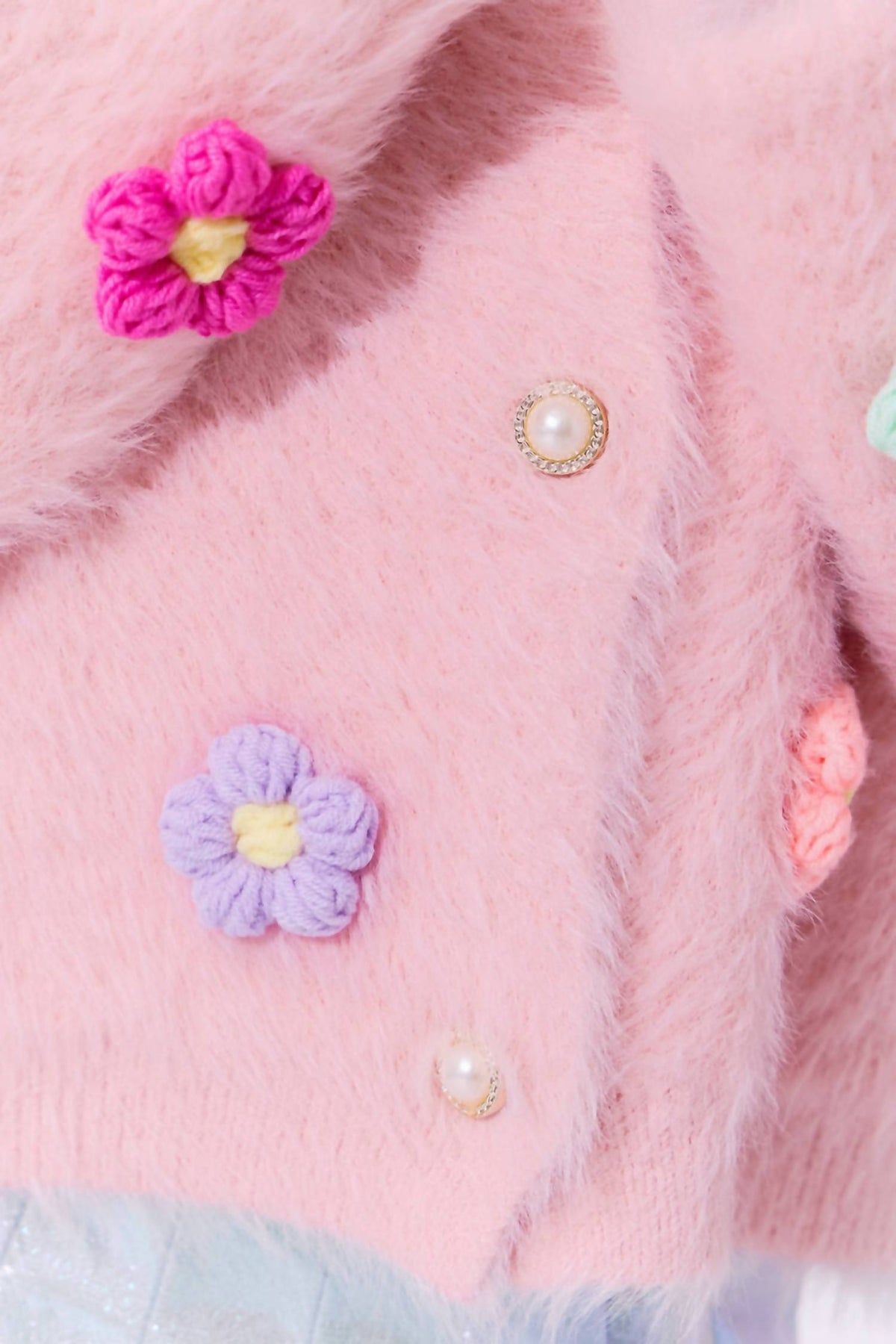3D Rainbow Daisy Cardigan In Pink