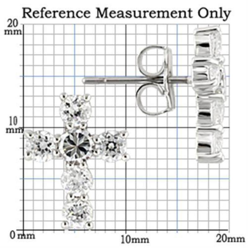 Rhodium 925 Sterling Silver Earrings with AAA Grade CZ in Clear