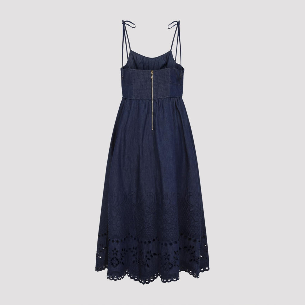 Zimmerman Mahon Broderie Denim Midi Dress Women
