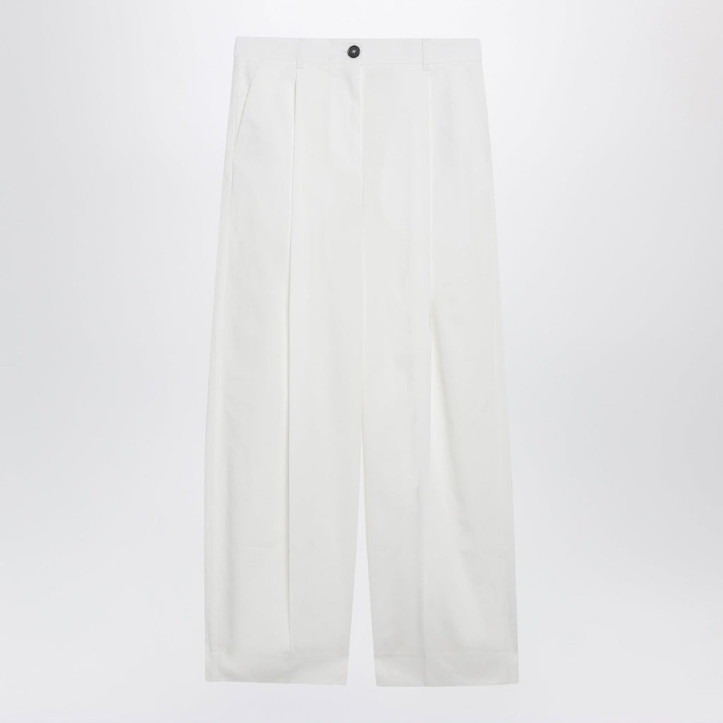 Toteme Single-Pleat Organic Cotton Trousers In White Women