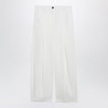 Toteme Single-Pleat Organic Cotton Trousers In White Women