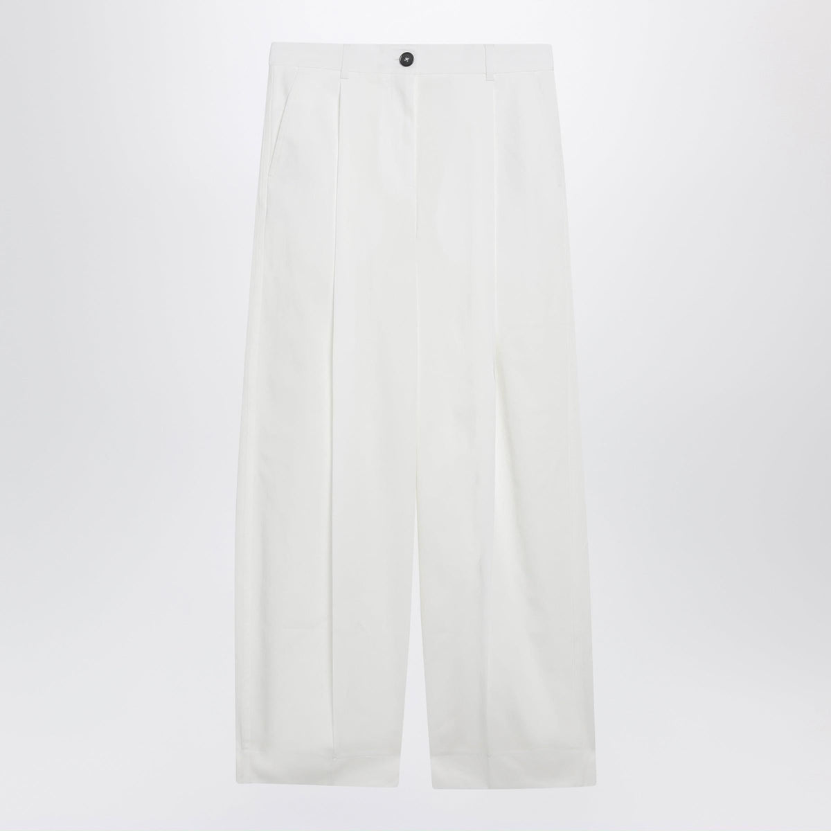 Toteme Single-Pleat Organic Cotton Trousers In White Women