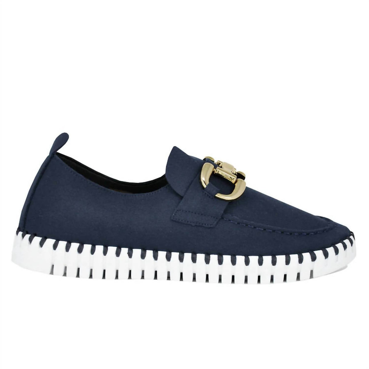 Women's Suede Slip On Buckle Sneakers In Dark Indigo