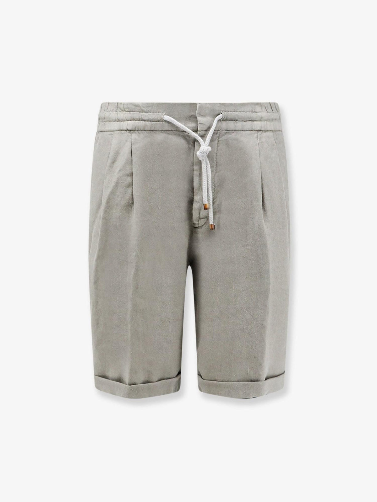 Brunello Cucinelli Men Linen Bermuda Shorts With Drawstring