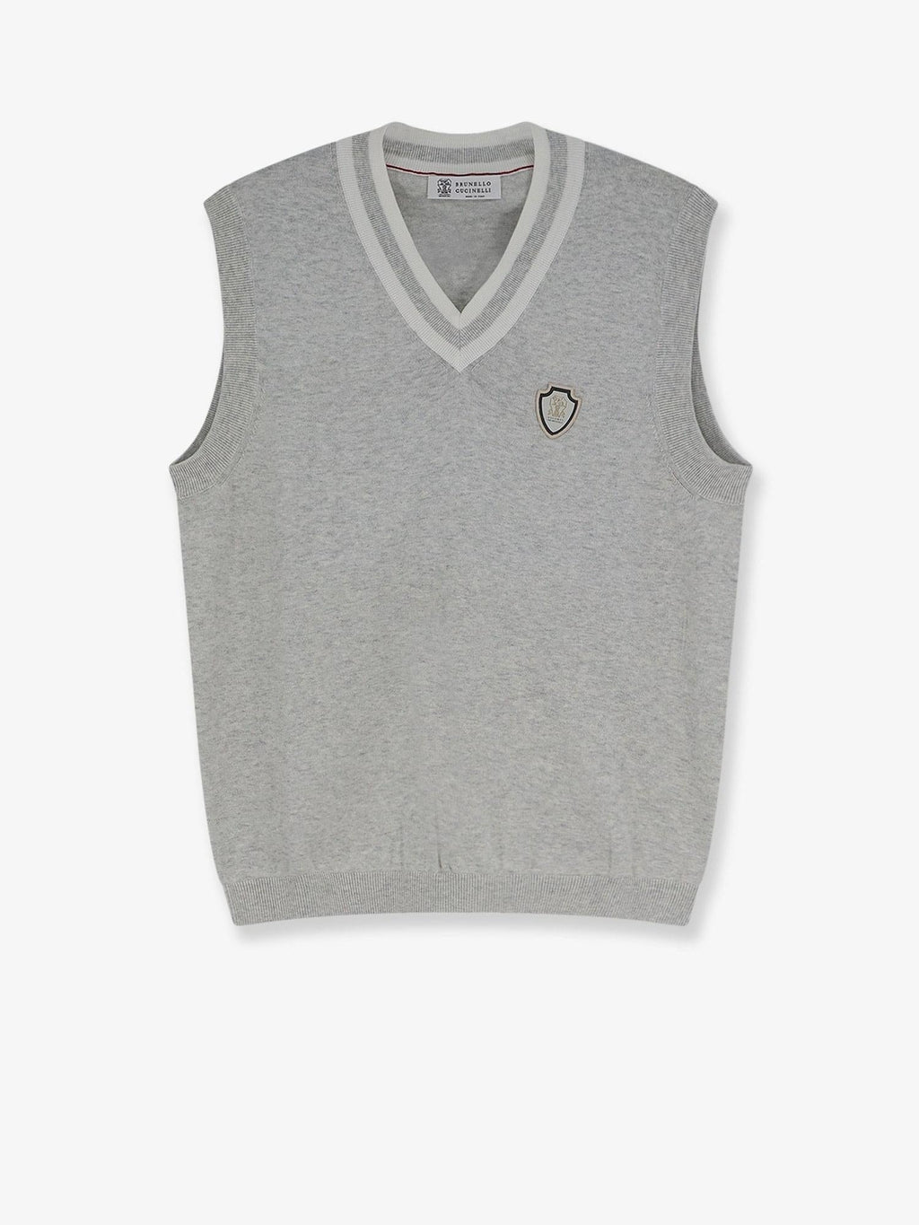 Brunello Cucinelli Men Cotton Vest With Front Logo Patch